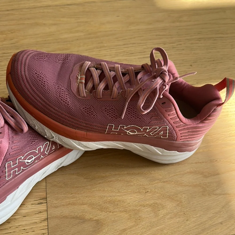 Hoka Pinkish-Mauve/Orange Sneakers Modern Athletic Design - Picture 3 of 7